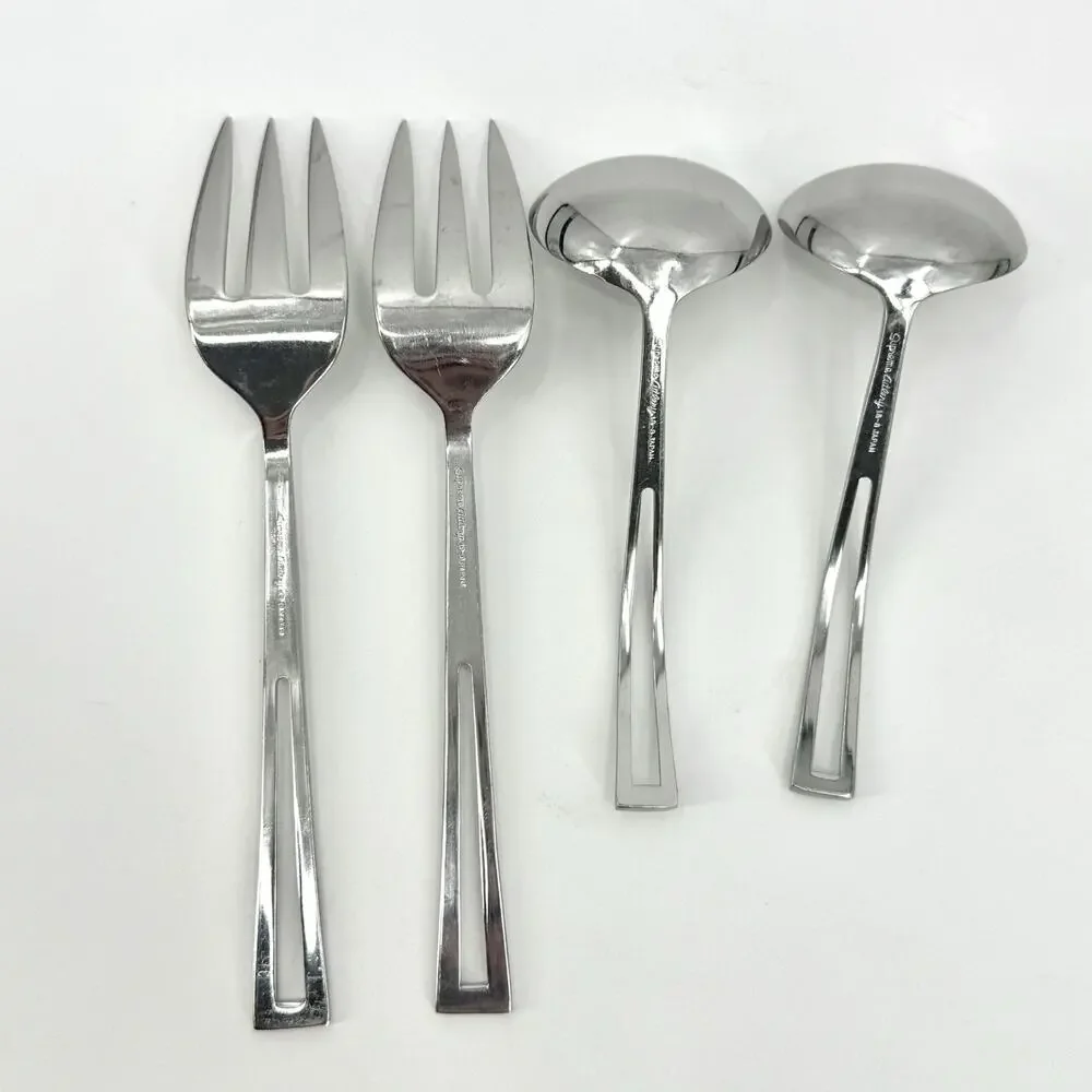 Supreme Cutlery 18/8 Stainless APERTO 4 Piece Serving Utensils 2 Forks~2 Ladles